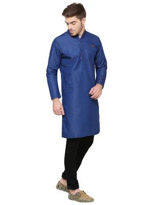men's true blue denim long kurta 4