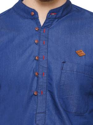 men's true blue denim long kurta 5