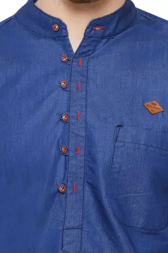 men's true blue denim long kurta