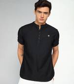 men's black cloud short denim kurta