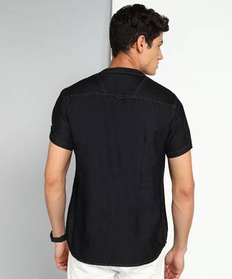 men's black cloud short denim kurta 2