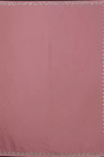 Trendmalls Swarovski Work Border Pink Satin Silk Saree for Women