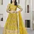 YELLOW ZARI & SEQUINS EMBROIDERED DOLA JACQUARD DESIGNER WEDDING & PARTY WEAR FESTIVAL SEMI STITCHED LEHENGA