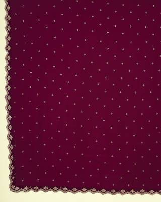 Trendmalls Wine Soft Satin Fabric With Swarovski Work and Designer Belt Saree 6