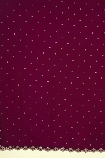 Trendmalls Wine Soft Satin Fabric With Swarovski Work and Designer Belt Saree