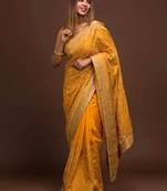 Trendmalls  Vichitra Silk Heavy Embroidery designer saree for women
