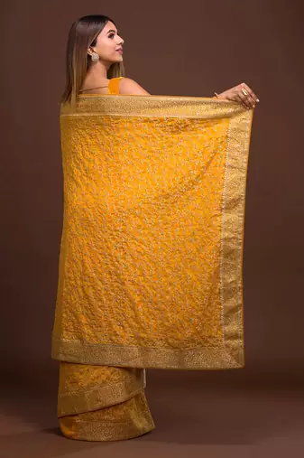 Trendmalls  Vichitra Silk Heavy Embroidery designer saree for women