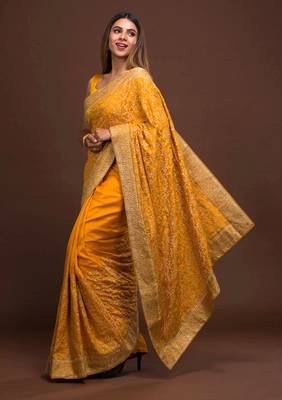  Vichitra Silk Heavy Embroidery designer saree for women 4