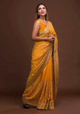  Vichitra Silk Heavy Embroidery designer saree for women 5