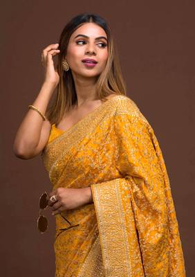  Vichitra Silk Heavy Embroidery designer saree for women 6