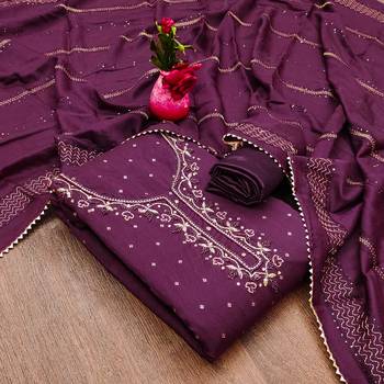 Zeepkart purple cotton_silk embroidered dressmaterials Unstitched Salwar Suit 1