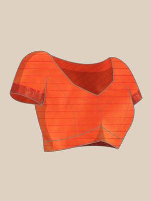 Orange Aura Cotton Silk Silk Blend Zari Work Saree With Blouse For Women 5