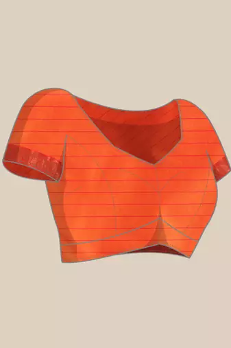 Orange Aura Cotton Silk Silk Blend Zari Work Saree With Blouse For Women