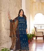 Morpich color embroideried faux georgette semi stitched anarkali gown