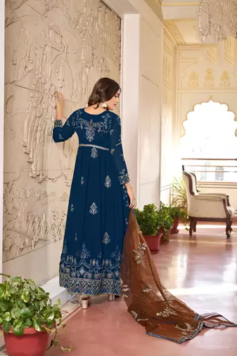 Morpich embroidered faux georgette anarkali gown