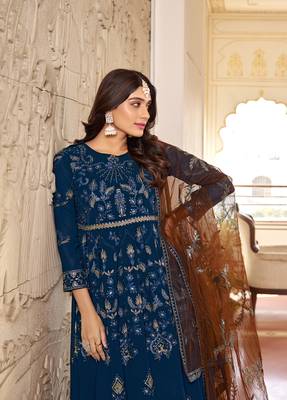 Morpich embroidered faux georgette anarkali gown 3