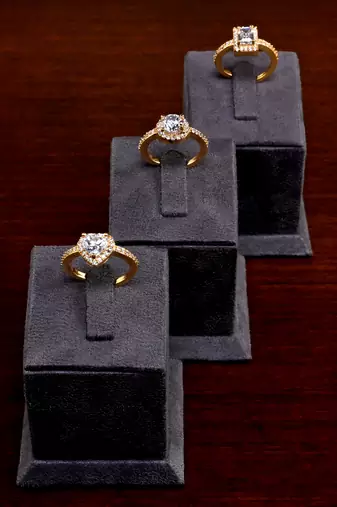 Gold plated cubic zirconia embellished 3 rings 216edfr72