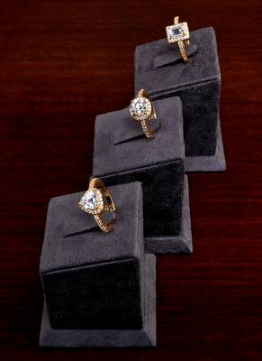 Gold plated cubic zirconia embellished 3 rings 216edfr72 3