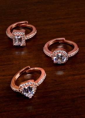 Rose Gold Plated Cubic Zirconia Embellished 3 Rings 216EDFR73 1