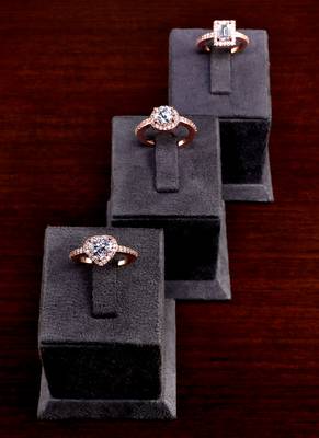 Rose Gold Plated Cubic Zirconia Embellished 3 Rings 216EDFR73 2