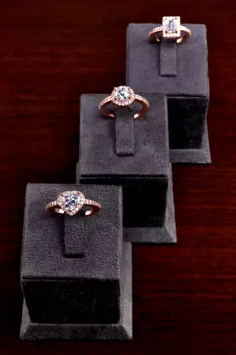 Rose Gold Plated Cubic Zirconia Embellished 3 Rings 216EDFR73