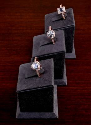 Rose Gold Plated Cubic Zirconia Embellished 3 Rings 216EDFR73 3