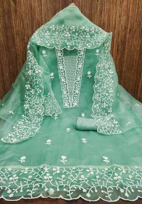 sky cotton_silk embroidered dressmaterials Unstitched Salwar Suit 1