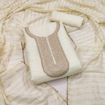 white cotton_silk embroidered dressmaterials Unstitched Salwar Suit 1