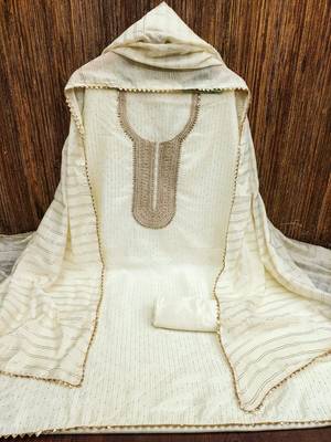 white cotton_silk embroidered dressmaterials Unstitched Salwar Suit 2