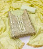 yellow cotton_silk embroidered dressmaterials Unstitched Salwar Suit