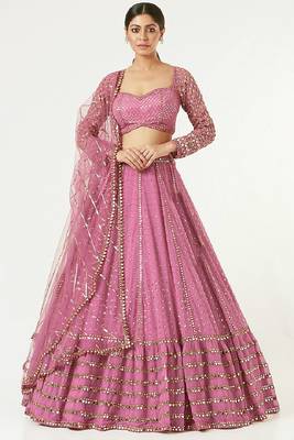 Light-Pink Georgette Lehenga Choli With Silver Sequin Embroidery 2