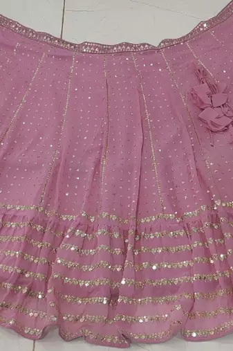 Light-Pink Georgette Lehenga Choli With Silver Sequin Embroidery
