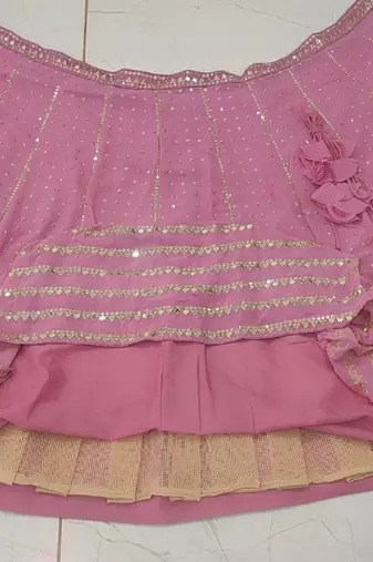 Light-Pink Georgette Lehenga Choli With Silver Sequin Embroidery