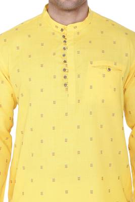 men's fluorescent yellow viscose silk festive long kurta 5