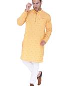 men's orange viscose silk festive long kurta
