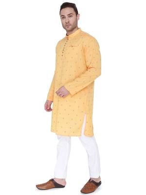 men's orange viscose silk festive long kurta 3