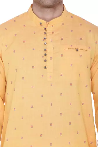 men's orange viscose silk festive long kurta