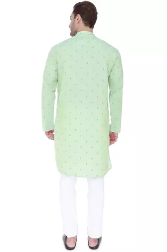 men's subtle green viscose silk festive long kurta