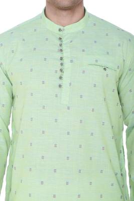 men's subtle green viscose silk festive long kurta 5