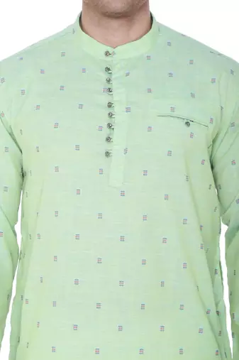 men's subtle green viscose silk festive long kurta