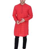 men's maroon cotton silk casual long kurta