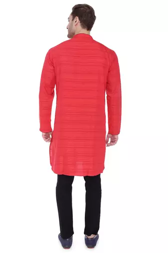 men's maroon cotton silk casual long kurta