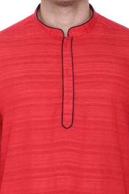 men's maroon cotton silk casual long kurta 5
