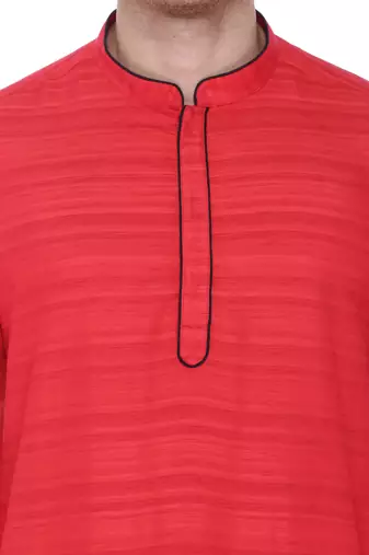 men's maroon cotton silk casual long kurta
