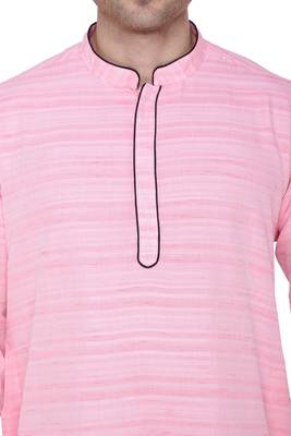 men's blooming pink cotton silk casual long kurta 5