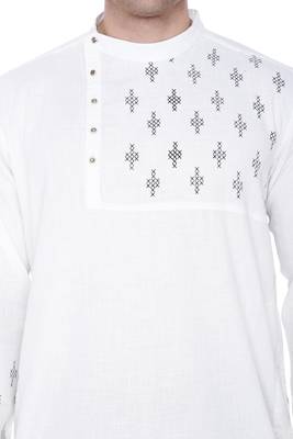men's off white cotton slub angrakha festive kurta 5