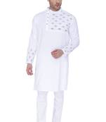men's white cotton slub angrakha festive kurta