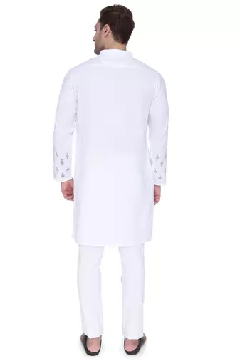 men's white cotton slub angrakha festive kurta