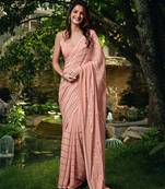  69% offLimited time deal  Chocolate Silk Real Mirror Work Embroidery Saree For women
