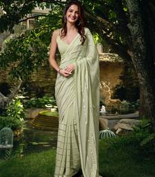  Chocolate Silk Real Mirror Work Embroidery Saree For women